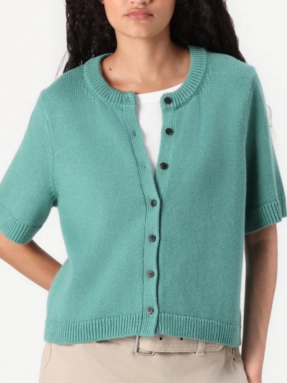 Abercrombie & Fitch Short Sleeve Button Front Cardigan Green Size XXL - Picture 4 of 10